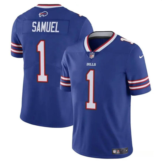 Men's Buffalo Bills #1 Curtis Samuel Blue Vapor Untouchable Limited Football Stitched Jersey - Click Image to Close